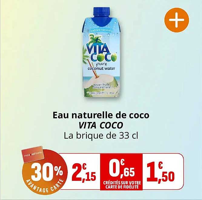 Eau naturelle de coco VITA COCO La brique de 33 cl