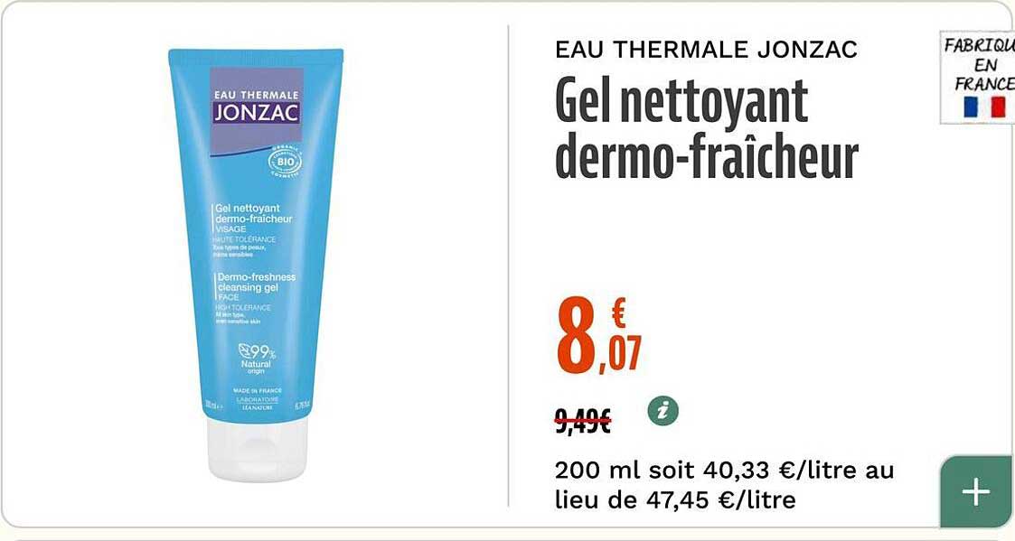 EAU THERMALE JONZAC Gel nettoyant dermo-fraîcheur