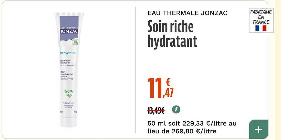 Eau Thermale Jonzac Soin riche hydratant