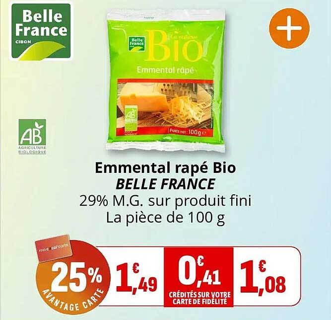 Emmental râpé Bio BELLE FRANCE
