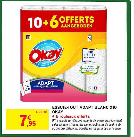 ESSUIE-TOUT ADAPT BLANC X10 OKAY + 6 rouleaux offerts