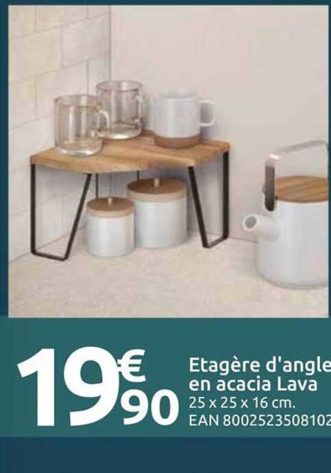 Etagère d'angle en acacia Lava
