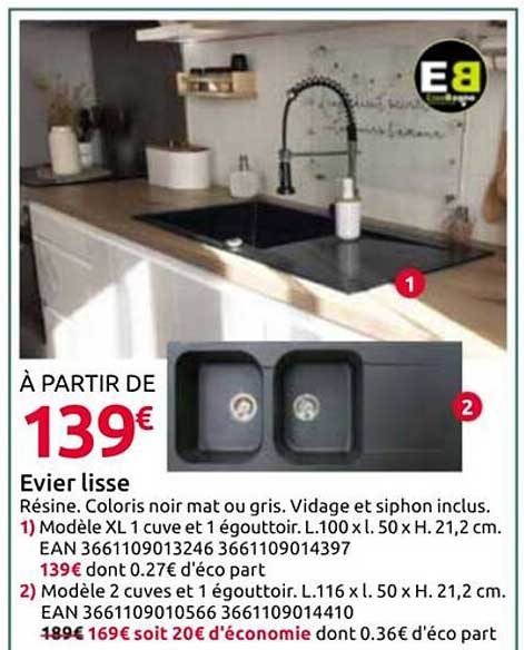 Évier lisse