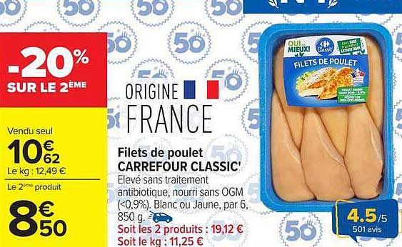 Filets de poulet CARREFOUR CLASSIC'