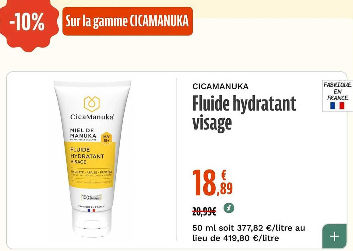 Fluide hydratant visage
