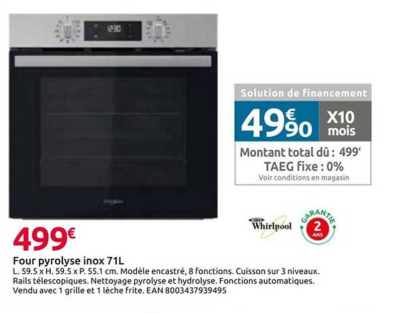 Four pyrolyse inox 71L