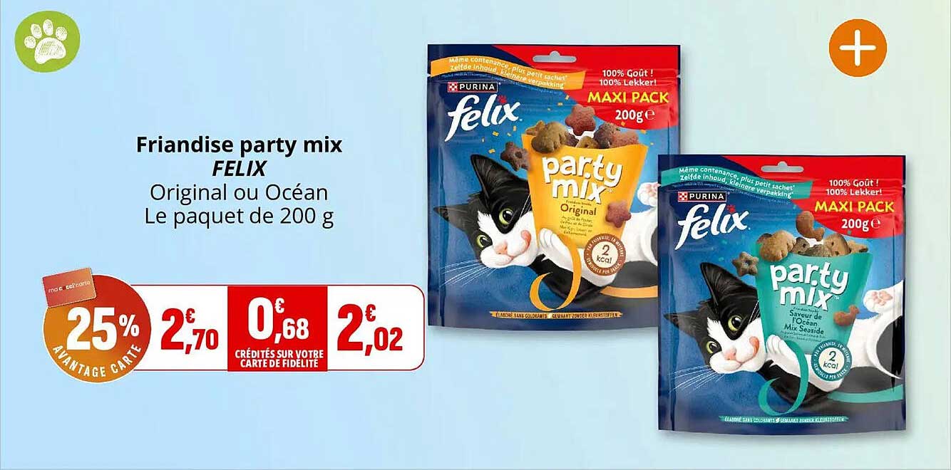 Friandise party mix FELIX Original ou Océan Le paquet de 200 g