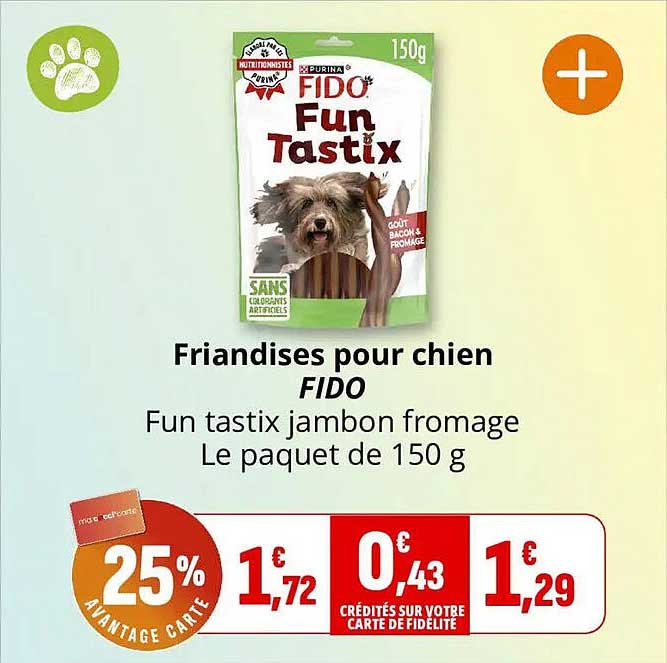 Friandises pour chien FIDO Fun tastix jambon fromage Le paquet de 150 g