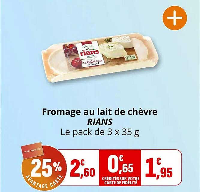 Fromage au lait de chèvre RIANs Le pack de 3 x 35 g