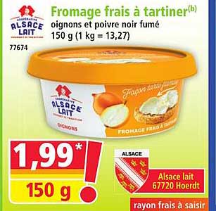 Fromage frais à tartiner(b) oignons et poivre noir fumé 150 g (1 kg = 13,27)