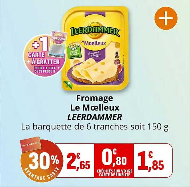 Fromage Le Moelleux LEERDAMMER - La barquette de 6 tranches soit 150 g