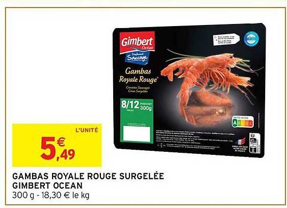 GAMBAS ROYALE ROUGE SURGELÉE GIMBERT OCEAN