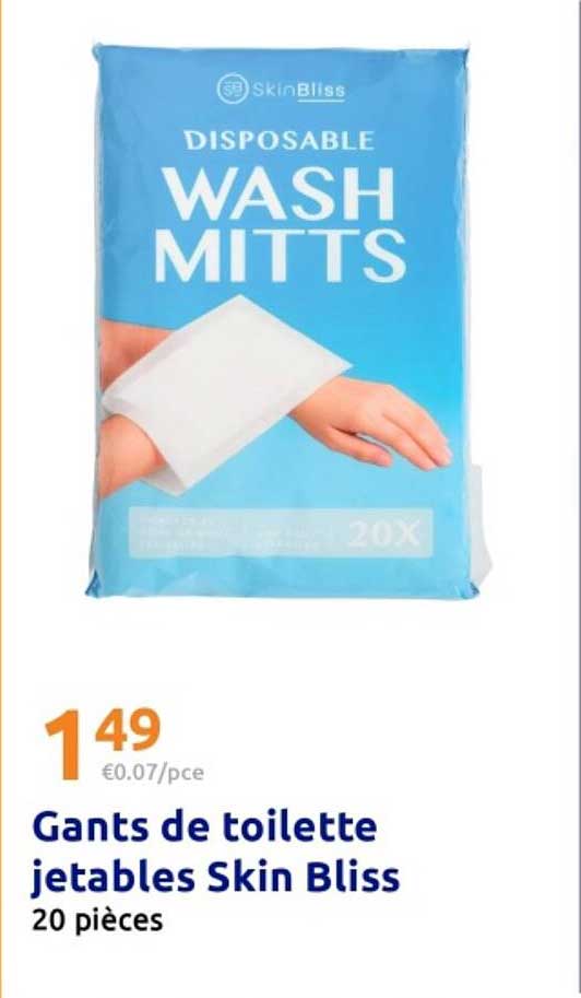 Gants de toilette jetables Skin Bliss 20 pièces