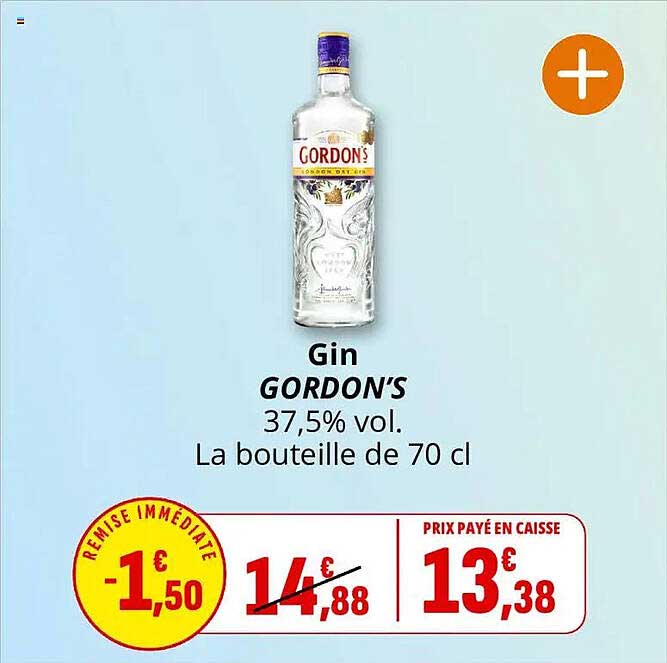 Gin GORDON'S 37,5% vol. La bouteille de 70 cl