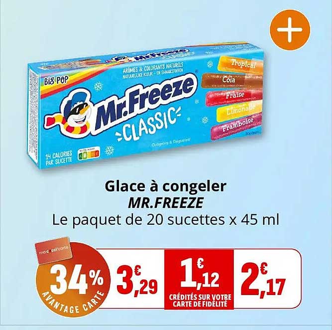 Glace à congeler MR.FREEZE Le paquet de 20 sucettes x 45 ml