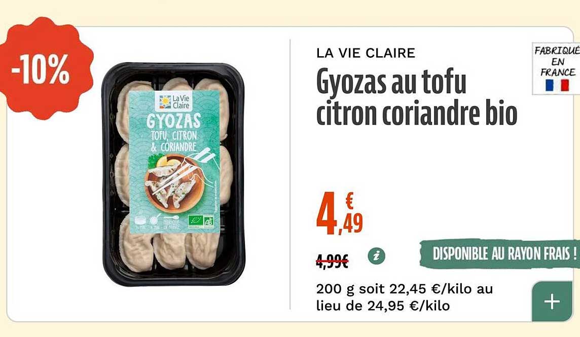 Gyozas au tofu citron coriandre bio