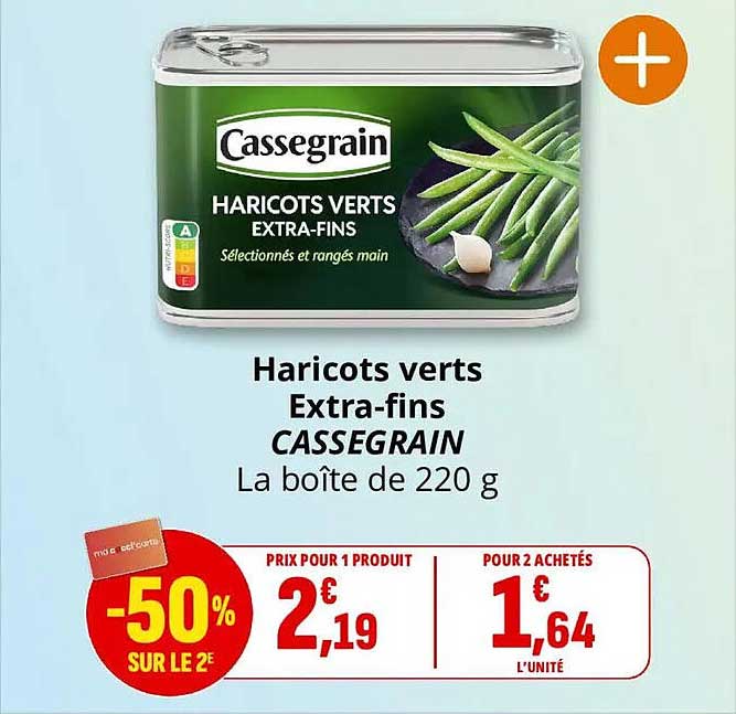 Haricots verts Extra-fins CASSEGRAIN La boîte de 220 g