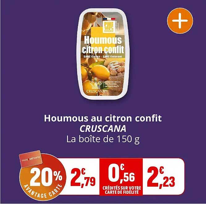 Houmous au citron confit CRUSCANA La boîte de 150 g