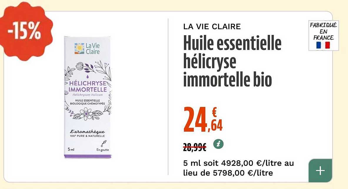 Huile essentielle hélichryse immortelle bio