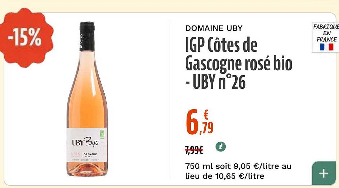 IGP Côtes de Gascogne rosé bio - UBY n°26