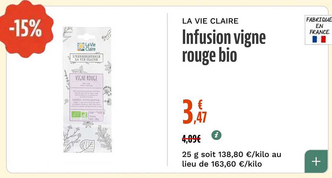 Infusion vigne rouge bio