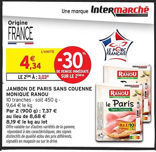 JAMBON DE PARIS SANS COUENNE MONIQUE RANOU