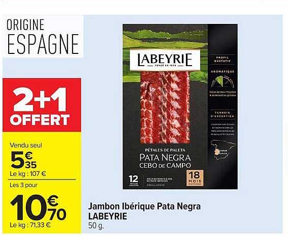 Jambon Ibérique Pata Negra LABEYRIE 50 g