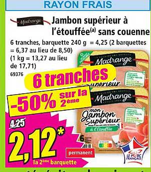 Jambon supérieur à l’étouffée(a) sans couenne
