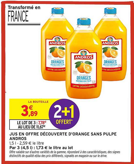 JUS EN OFFRE DÉCOUVERTE D’ORANGE SANS PULPE ANDROS