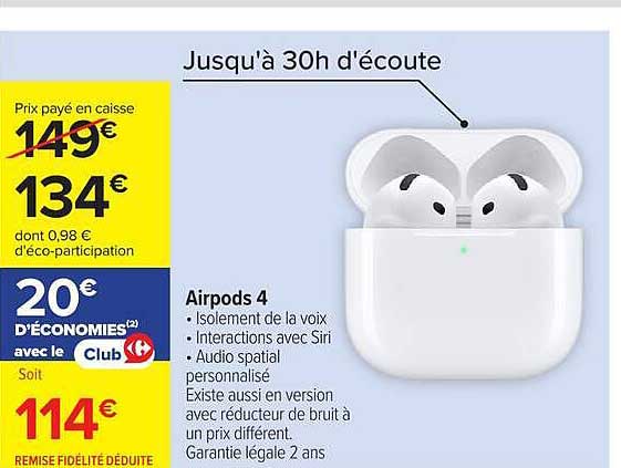Jusqu'à 30h d'écoute