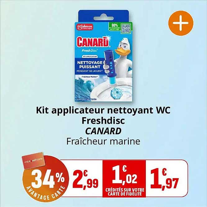 Kit applicateur nettoyant WC Freshdisc CANARD Fraîcheur marine
