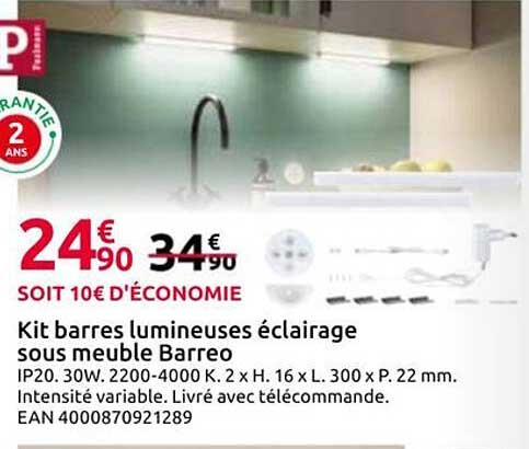 Kit barres lumineuses éclairage sous meuble Barreo