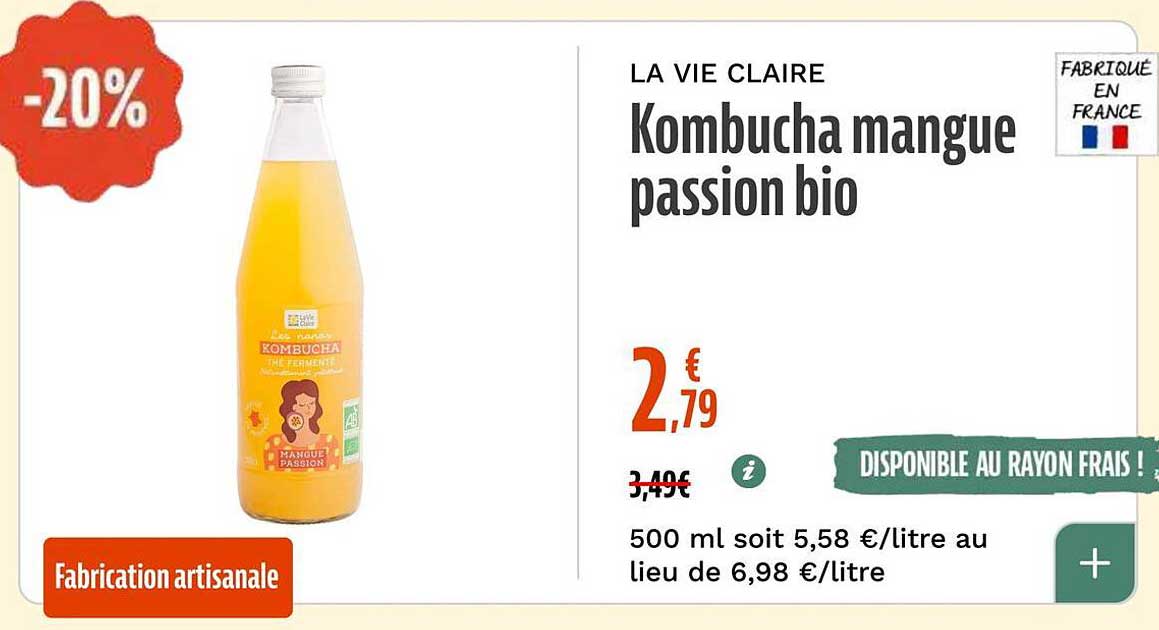 Kombucha mangue passion bio