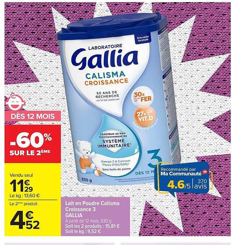 Lait en Poudre Calisma Croissance 3 GALLIA