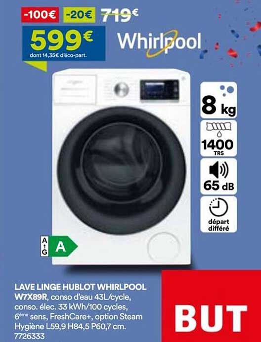 LAVE LINGE HUBLOT WHIRLPOOL W7X89R
