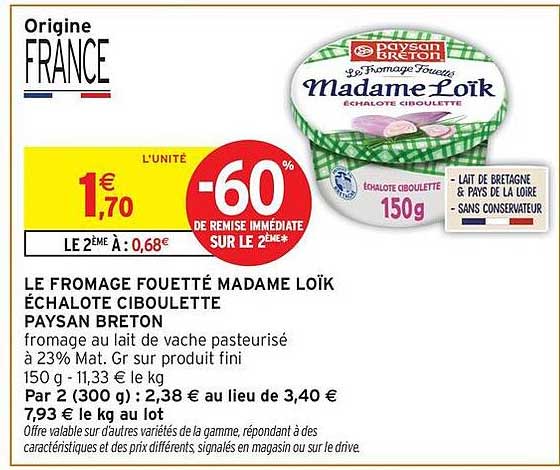 LE FROMAGE FOUETTÉ MADAME LOÏK ÉCHALOTE CIBOULETTE PAYSAN BRETON