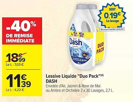 Lessive Liquide "Duo Pack" DASH