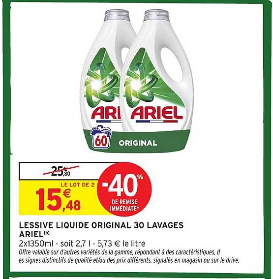 LESSIVE LIQUIDE ORIGINAL 30 LAVAGES ARIEL
