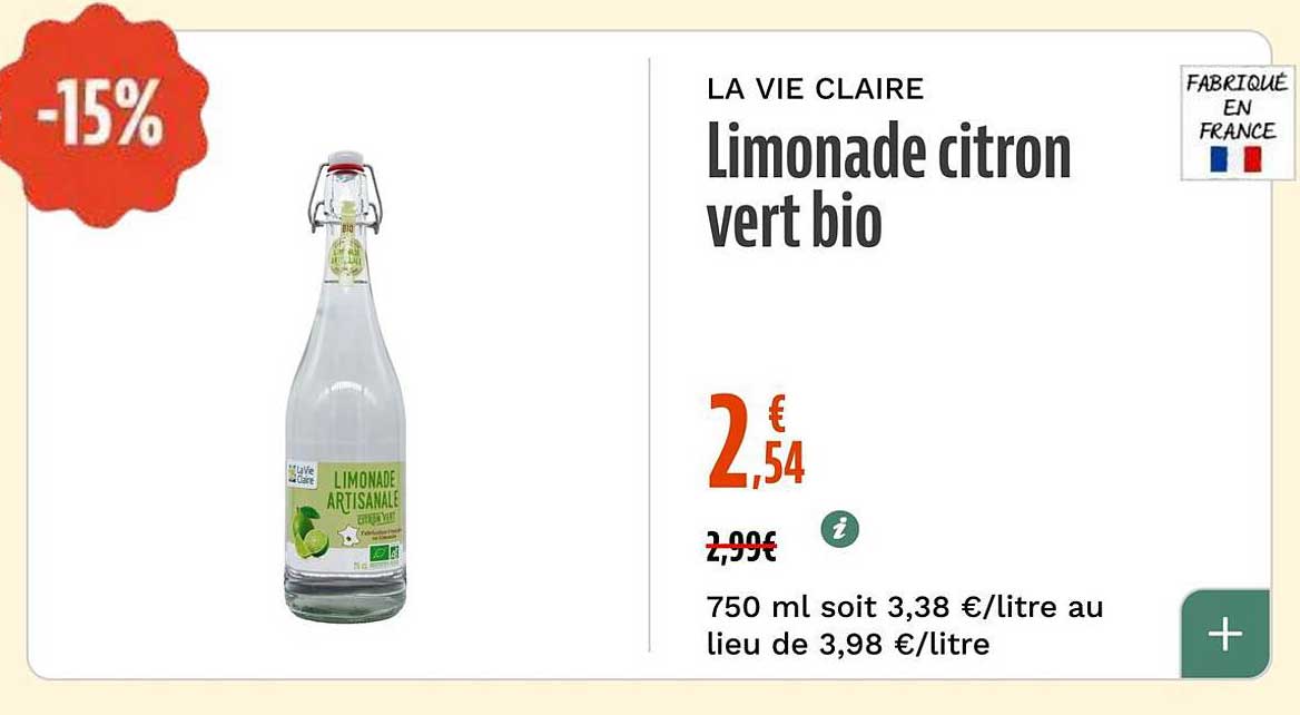 Limonade citron vert bio