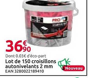 Lot de 150 croisillons autonivelants 2 mm