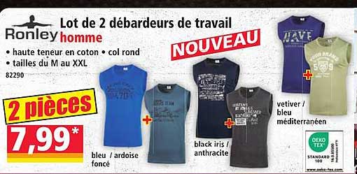 Lot de 2 débardeurs de travail Ronley homme