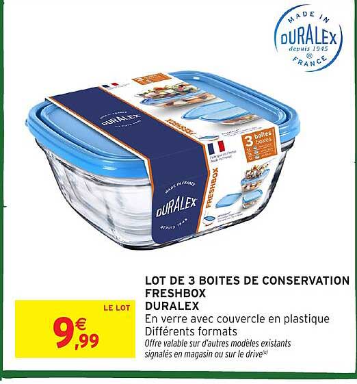 LOT DE 3 BOITES DE CONSERVATION FRESHBOX DURALEX