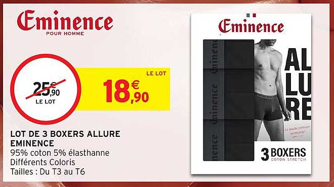 LOT DE 3 BOXERS ALLURE EMINENCE