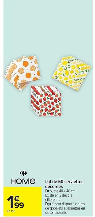 Lot de 50 serviettes décorées