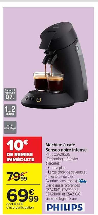 Machine à café Senseo noire intense