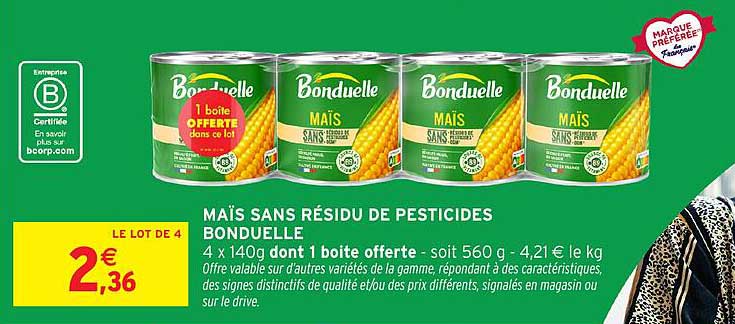 MAÏS SANS RÉSIDU DE PESTICIDES BONDUELLE