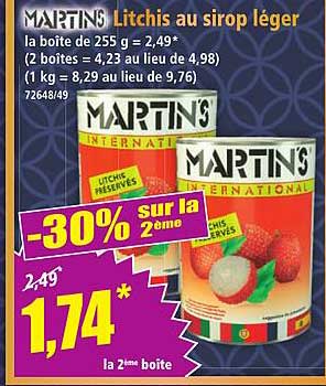 MARTIN’S Litchis au sirop léger