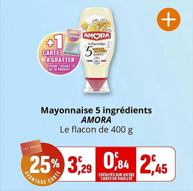 Mayonnaise 5 ingrédients AMORA Le flacon de 400 g