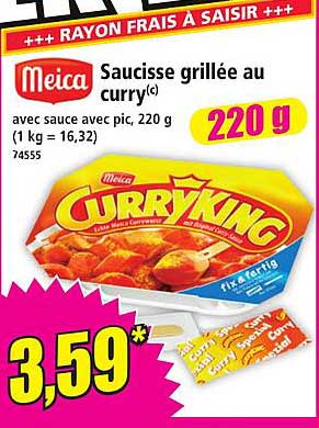 Meica Saucisse grillée au curry(c) avec sauce avec pic, 220 g (1 kg = 16,32)