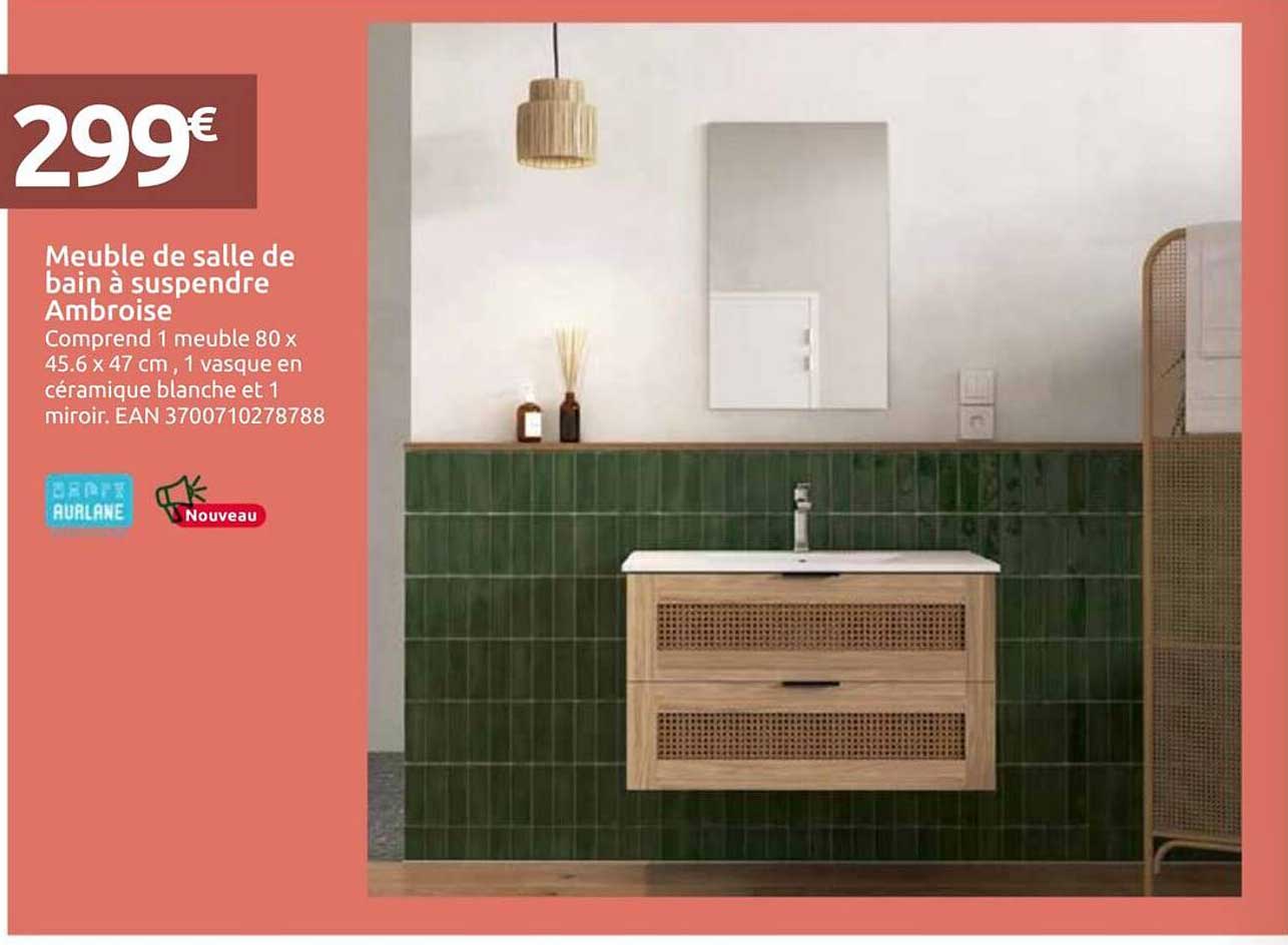 Meuble de salle de bain à suspendre Ambroise
